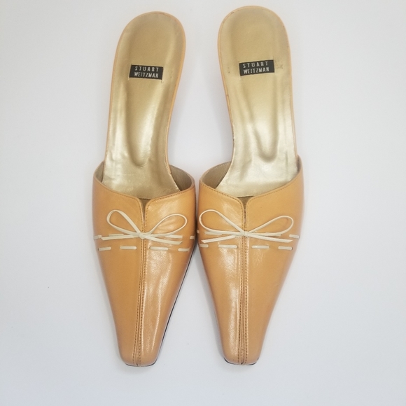 Stuart Weitzman Shoes - Stuart Weitzman Kitten Heel Mule w/ Bow Accent